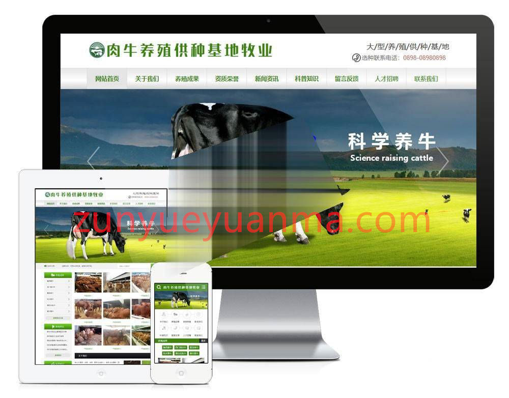 【易优CMS】牧业肉牛养殖供种基地公司网站模板+WAP手机端