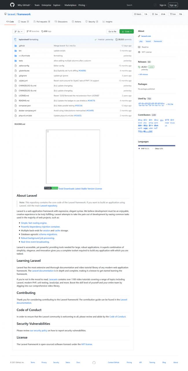 Laravel Web应用程序框架 v8.44.0